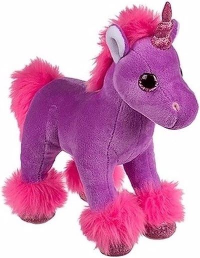 Pluche eenhoorn knuffel - paars - 18 cm - kinder meisjes knuffels - kraalogen