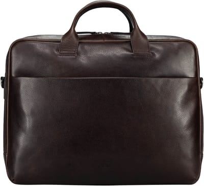 JOST Leren business tas laptoptas met laptopvak London Business Bag 2C. Brown donkerbruin