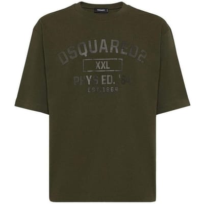 DSquared2 Heren Phys Ed Militair Logo T-Shirt (Militair Groen)
