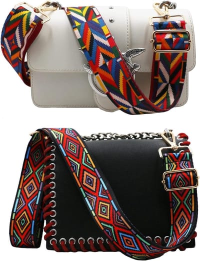 2-pack Verstelbare Schouderriem voor Tassen 3.8cm Breed - Boho Stijl - 74-134cm - Met Karabijnhaak - Schoudertas Handtas - Draagriem