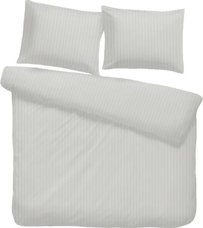 iSleep Satijnstreep Dekbedovertrek - Eenpersoons - 140x200/220 cm - Zilver