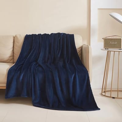 Fleece Deken Twin 152 x 203 cm Donkerblauw - Zachte Pluche Flanellen Beddeken - Lichtgewicht Antistatische Microvezel