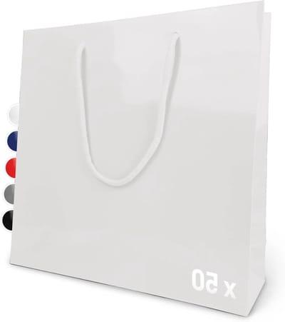 Papieren Cadeauzakjes - Geschenkzakjes met handvat - Cadeaus presenteren - Robuust kraftpapier - 30 x 10 x 30 cm - Wit