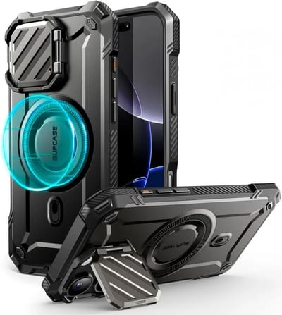 SUPCASE UB Pro MagXT Hoesje Geschikt voor Apple iPhone 16 Pro - Back Cover met Camera Protector Kickstand - Compatibel met MagSafe - Extra Camera Bescherming - Zwart