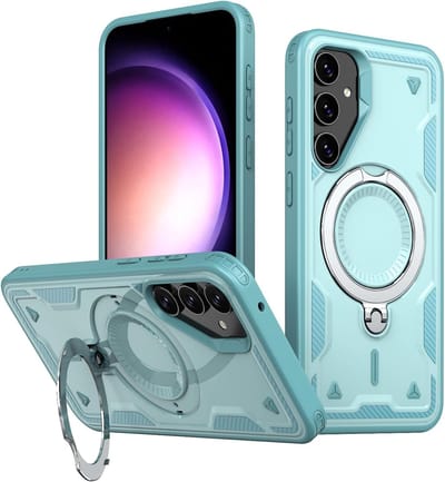 Magsafe Hoesje Geschikt voor Samsung Galaxy S23 FE Hoesje Lake Blauw - Armor Hoesje met Met Draaibare Ring Houder