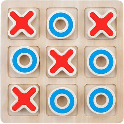 Boter Kaas en Eieren Houten Spel - Tic Tac Toe Noughts Crosses - Familie Spel - Zelfnivellerend - 21 cm