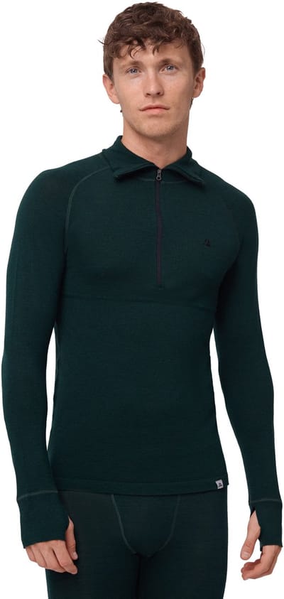 DANISH ENDURANCE Thermoshirt met Rits voor Heren - van Merino Wol - Donkergroen - Maat XXL