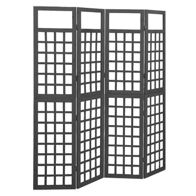 vidaXL - Kamerscherm/trellis - met - 4 - panelen161x180 - cm - vurenhout - zwart