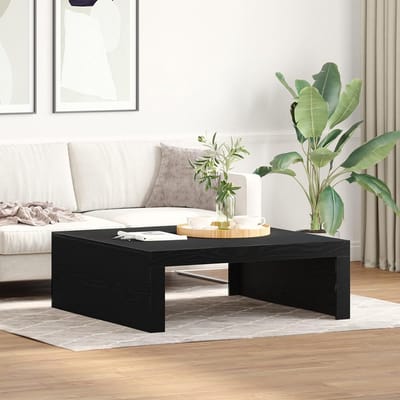 Zwarte eiken salontafel - Bijzettafel modern - Woonkamer inrichten - Robuuste constructie - 100 x 100 cm - Zwart