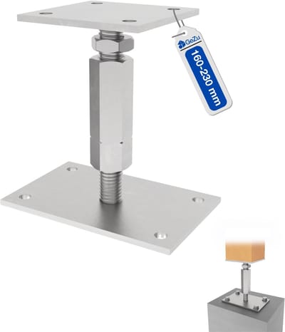 GeZu Impex Verstelbare Paalhouder Met Moer 80 x 160 mm Gegalvaniseerd