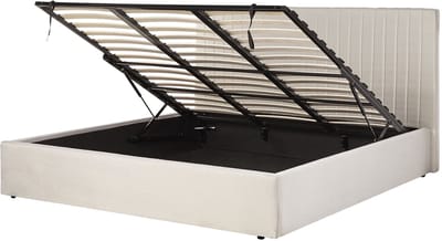 VION - Bed met opbergruimte - Beige - 180 x 200 cm - Polyester