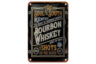 Blechschild Spruch 12x18cm Bourbon Whiskey shots on rocks