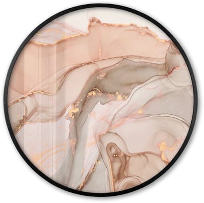 Poster in lijst Rond - Fotolijst 60x60 cm - Posters - Marmer - Roze - Rosé - Ronde posterlijst zwart - Decoratie - Wanddecoratie woonkamer - Muurdecoratie slaapkamer