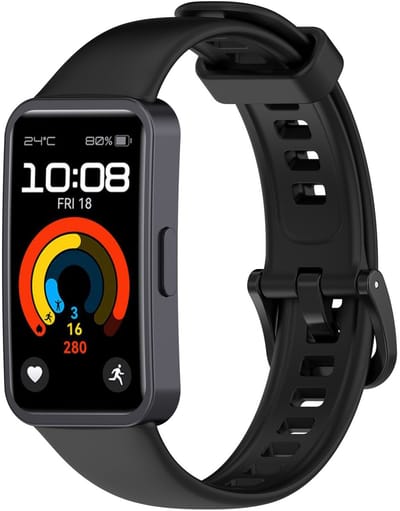 Strap-it Siliconen Classic bandje - geschikt voor Huawei Band 8 / Huawei Band 9 / Huawei Band 10 (zwart)
