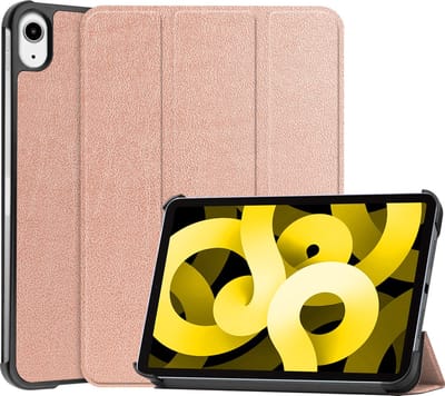 Hoes - Geschikt voor Apple iPad Air 5 (2022) - 10.9 inch - 5e Generatie - M1 - Dun & Stevig - Trifold Bookcase - Hard Cover - Hardcover Book Case - Tablet Hoesje - Rosé goud