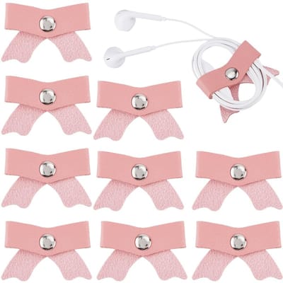 Dailygoody - Roze PU Lederen Koord Opbergklem - Kabelmanagement - Oortelefoon Organizer - 10 Stuks - Handige Opslag - Ideaal voor Thuis en Op Reis