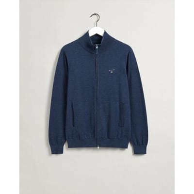Gant Vest Classic Cotton Zip Cardigan Dark Jeansblue Melange / male