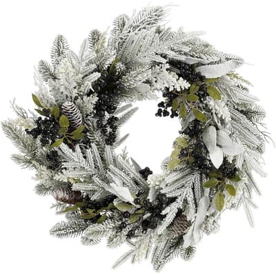 Mica Decorations Vesper Kerstkrans met Dennenappels - H13 x Ø50 cm - Zwart