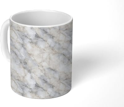 Mok - Koffiemok - Grijs - Marmer print - Gedetailleerd - Mokken - 350 ML - Beker - Koffiemokken - Theemok