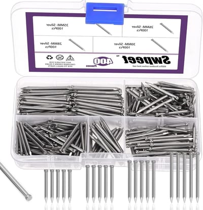Afwerkingsnagels Assortiment - Nagels Kit Metaal - Houtbewerking Projecten - Verzonken Hoofd Ontwerp - 400 stuks 4 Maten - Zilver
