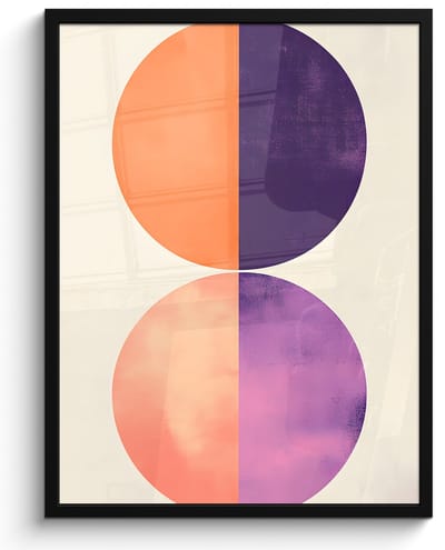 Poster in lijst - Fotolijst 50x70 cm - Posters - Abstract - Cirkels - Paars - Posterlijst zwart - Decoratie - Wanddecoratie woonkamer - Muurdecoratie slaapkamer