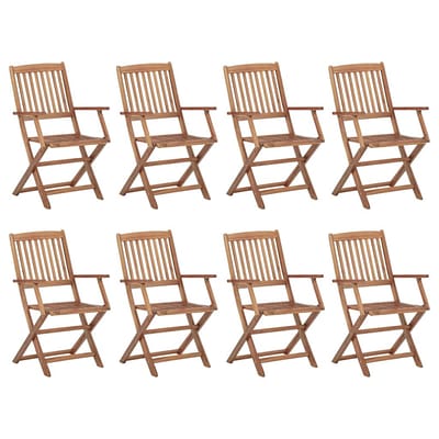 vidaXL - Inklapbare - stoelen - 8 - st - met - kussens - massief - acaciahout
