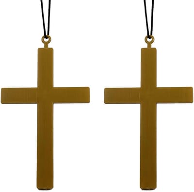 Halsketting met gouden kruis en koord - Perfecte accessoires voor kostuum, cosplay en Halloween feestjes