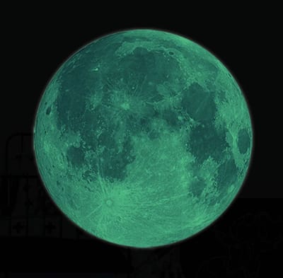 Glow in the dark maan sticker - Lichtgevend - 12 cm diameter - Plafond sticker - Sterrenhemel - Muursticker - Lichtgevende sticker - Kinderkamer versieren - Decoratie - Luminous moon - Jonyx