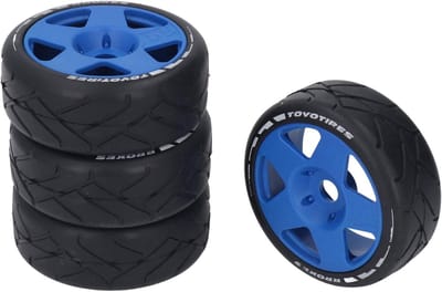 RC Wielen Set - Racebanden Grip - RC Racewagens - Slijtvast Wegontwerp - 17mm Adapter - Blauw
