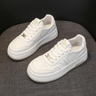 Leren Kleine Witte Schoenen Kinderen Lente en Herfst Nieuwe Veelzijdige Dikgezoolde Verhogende Boardschoenen Casual Sportschoenen Dames 40 gray