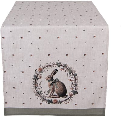 Clayre & Eef Tafelloper 50x140 cm Beige Katoen