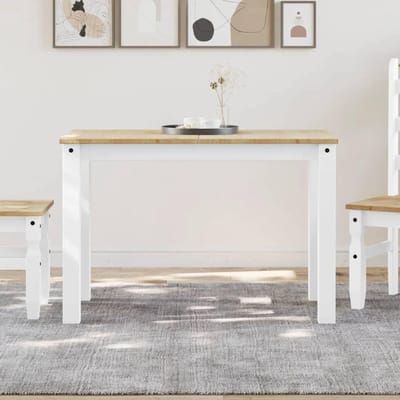 Eettafel Grenenhout - Keukentafel Tafel - Samen Eten - Massief Hout - 117x60x75 cm - Wit