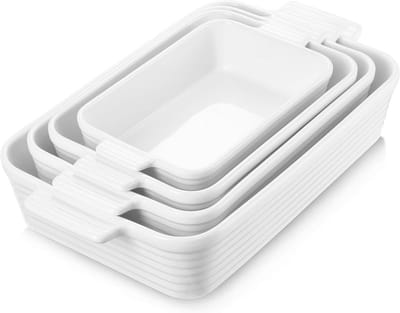 Diepe Rechthoekige Bakvorm Set van 4 - Perfect Voor Lasagne, Brownies en Meer