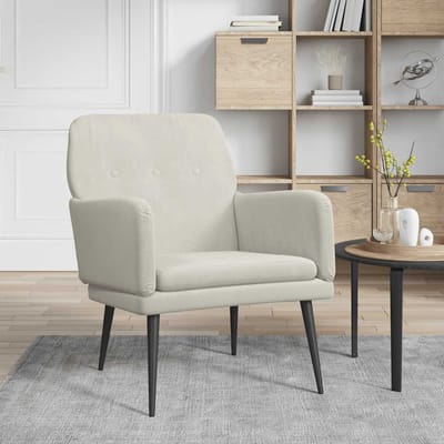vidaXL - Fauteuil - 62x79x79 - cm - fluweel - crèmekleurig