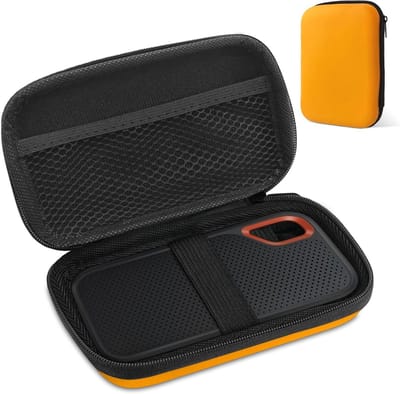 Draagbare externe harde schijf hoes voor 2.5 inch HDD/SSD, beschermende opslag tas, compact en oranje, geschikt voor 500GB tot 2TB opslagcapaciteit