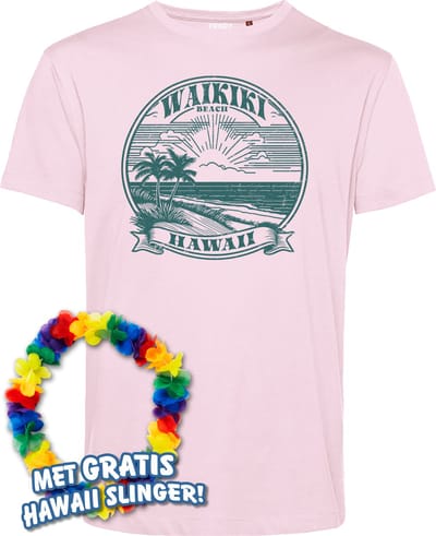 T-shirt Waikiki Beach | Toppers in Concert 2024 | Club Tropicana | Hawaii Shirt | Ibiza Kleding | Lichtroze | maat XS