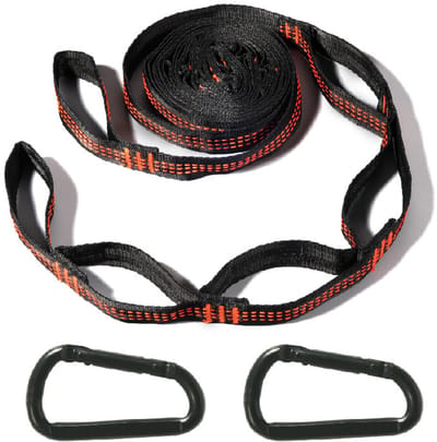 2 Riemen 200cm - Ophangset voor Hangmat - Hangmatriemen - Boom Montageset Ophanging - Boomschommelriemen - met 2 zwarte gespen en een opbergtas - voor boomschommel-kampeerhangmatten