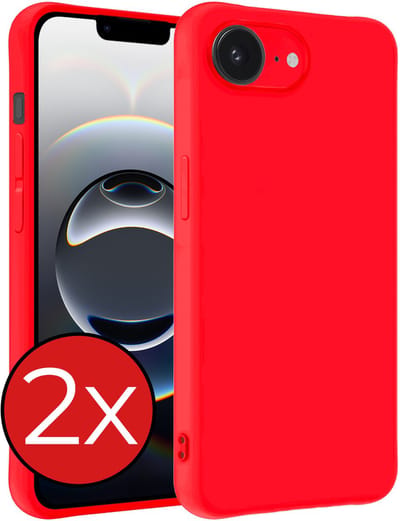 Hoesje - 2 Stuks - Geschikt voor Apple iPhone 16e / 17e - Sterk & Shockproof - Telefoonhoes - Back Cover - Case Siliconen - Telefoon Hoes - Rood