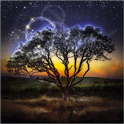 Diy diamant borduurwerk nachtelijke hemel boom landschap diamant schilderij kruissteek woondecoratie 30X30CM blue