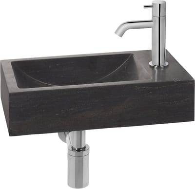 Fonteinset - Wastafelkraan Set - Badkamer Inrichting - Natuursteen Look - Rechts Kraan - Chroom