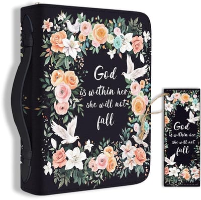 ZEYNOMAX- Bijbelcover Groot Formaat 20.5X28Cm - PU Lederen Bijbel Case - Bladwijzer - Duif/Bloem Ontwerp - Draagtas - Christelijke Boeken Accessoire - Bijbeltas