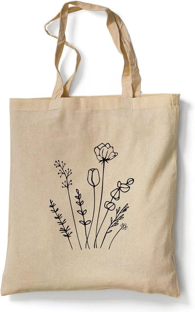 Jute tas - Katoenen tas - Boodschappen doen - Uniek lijntekening - 38 x 42 cm - Natuurlijk
