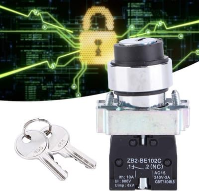 Allecto - Rotary Key Switch 2 Posities - 22mm Montagegat - Zelfherstellende Voedingsslot