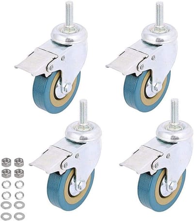 4-pack Vergrendelbare Zwenkwielen met Rem voor Trolleys en Meubels - 3" Diameter