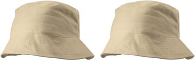 2x stuks vissershoedjes/zonnehoedjes naturel beige voor volwassenen - Zomerhoeden