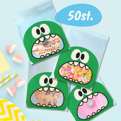 Uitdeelzakjes - Monster - 50 Stuks - Groen - Cellofaanzakjes - Traktatie zakjes - Snoepzakjes - Uitdeelzakjes Transparant