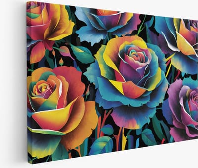 Saammp Muurcirkel Hout - Bloemen in Pastelkleuren - Abstract - Ø 90 - Wandcirkel - Wanddecoratie Cirkel - Muurdecoratie Woonkamer - Kantoor Decoratie