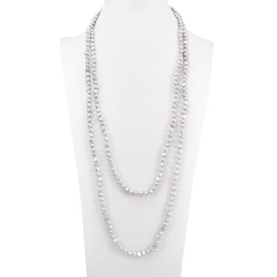 PROUD PEARLS® Lange barok parelketting zilvergrijs