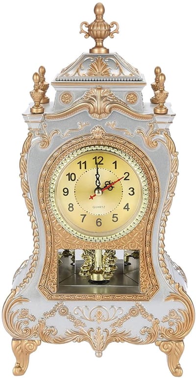 Golden crown - Vintage Stijl Tafelklok - Decoratief - Wit - Antiek Design - Perfect voor Thuis en Hotel