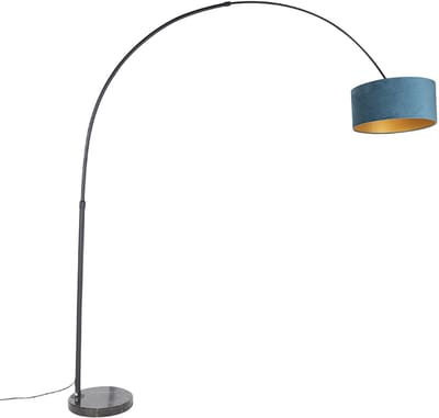QAZQA xxl - Moderne Booglamp | Vloerlamp | Staande Lamp met kap - 1 lichts - H 2250 mm - Zwart Goud - Woonkamer | Slaapkamer